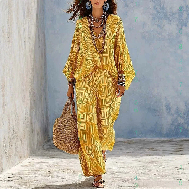 Calista Bohemian Print Two-Piece Outfit Set
