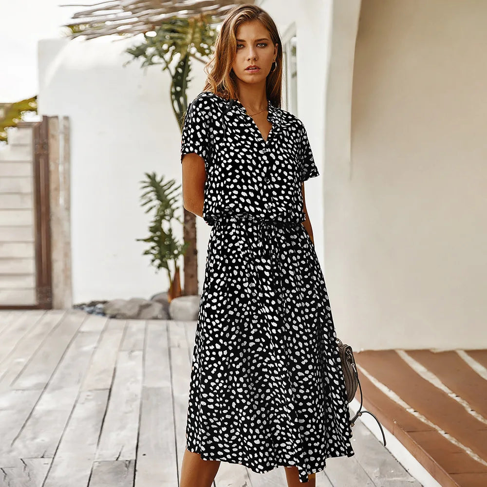 Beatrice Printed Midi Shirt Dress