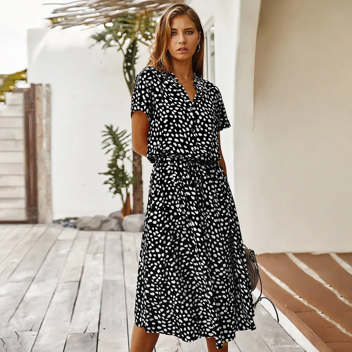 Beatrice Printed Midi Shirt Dress