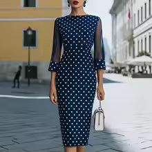 Amelina Polka Dot Wedding Guest Midi Dress