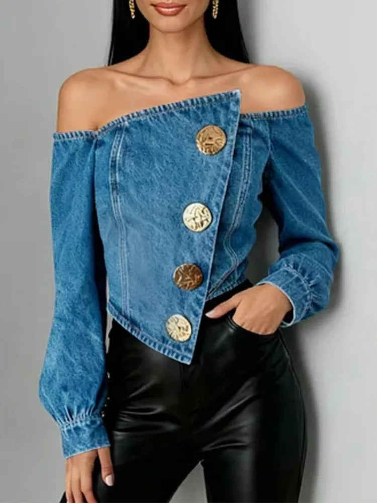 Briana Off Shoulder Denim Blouse