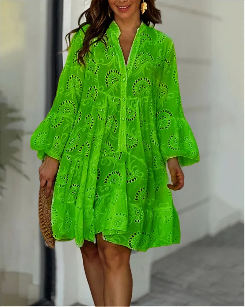 Elenise Embroidered Beach Mini Dress
