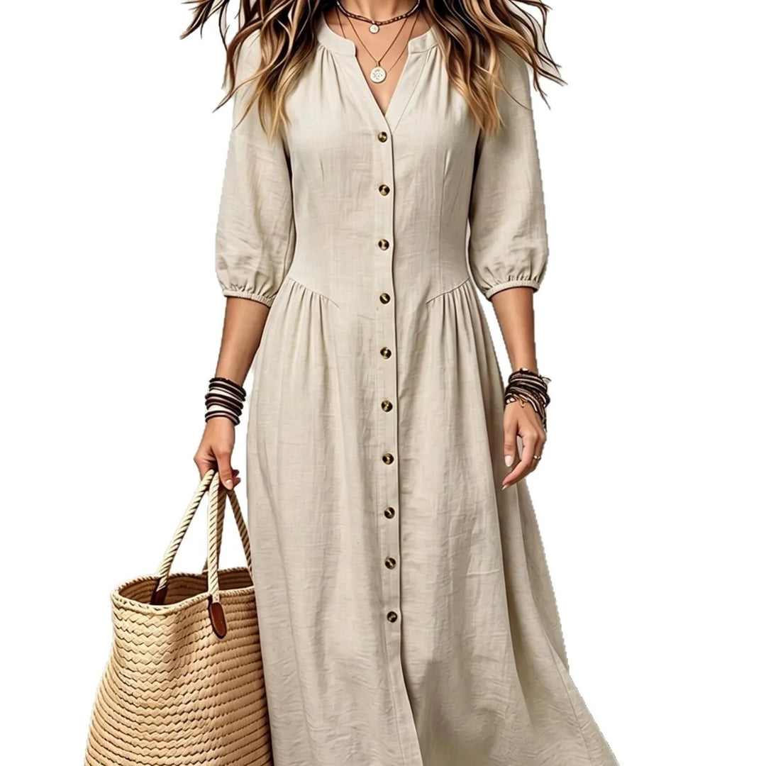 Adeline Button Front Maxi Dress