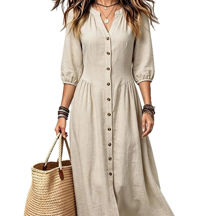 Adeline Button Front Maxi Dress