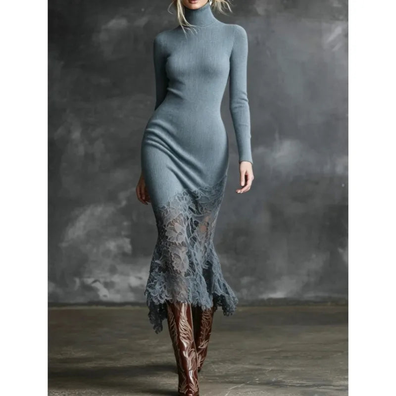 Odessa Ribbed Turtleneck Dress