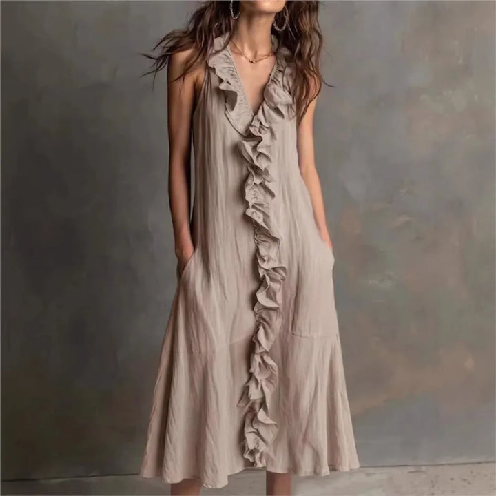 Evelyn Ruffle Hem Midi Dress