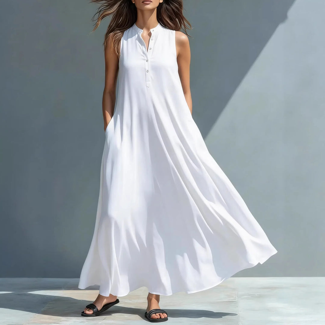 Sancia Elegant Sleeveless V Neck Midi Dress