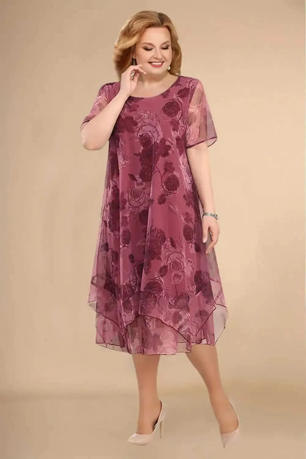 Reagan Floral Sheer Sleeve Midi Dress