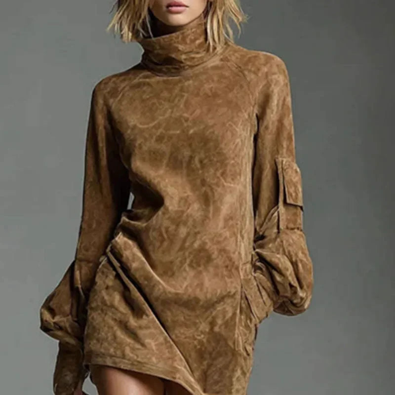 Marcie Suede Turtleneck Dress