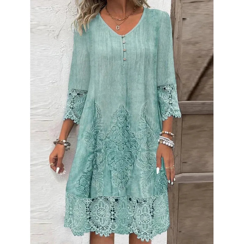 Odalia Lace Trim Midi Dress