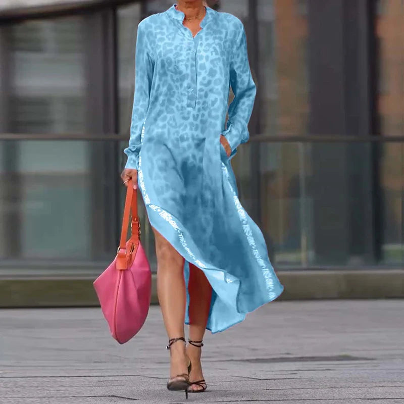 Marcella Leopard Long Shirt Dress