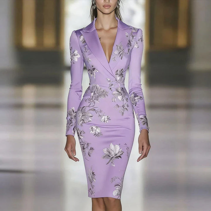 Roselle Floral Collar Midi Dress