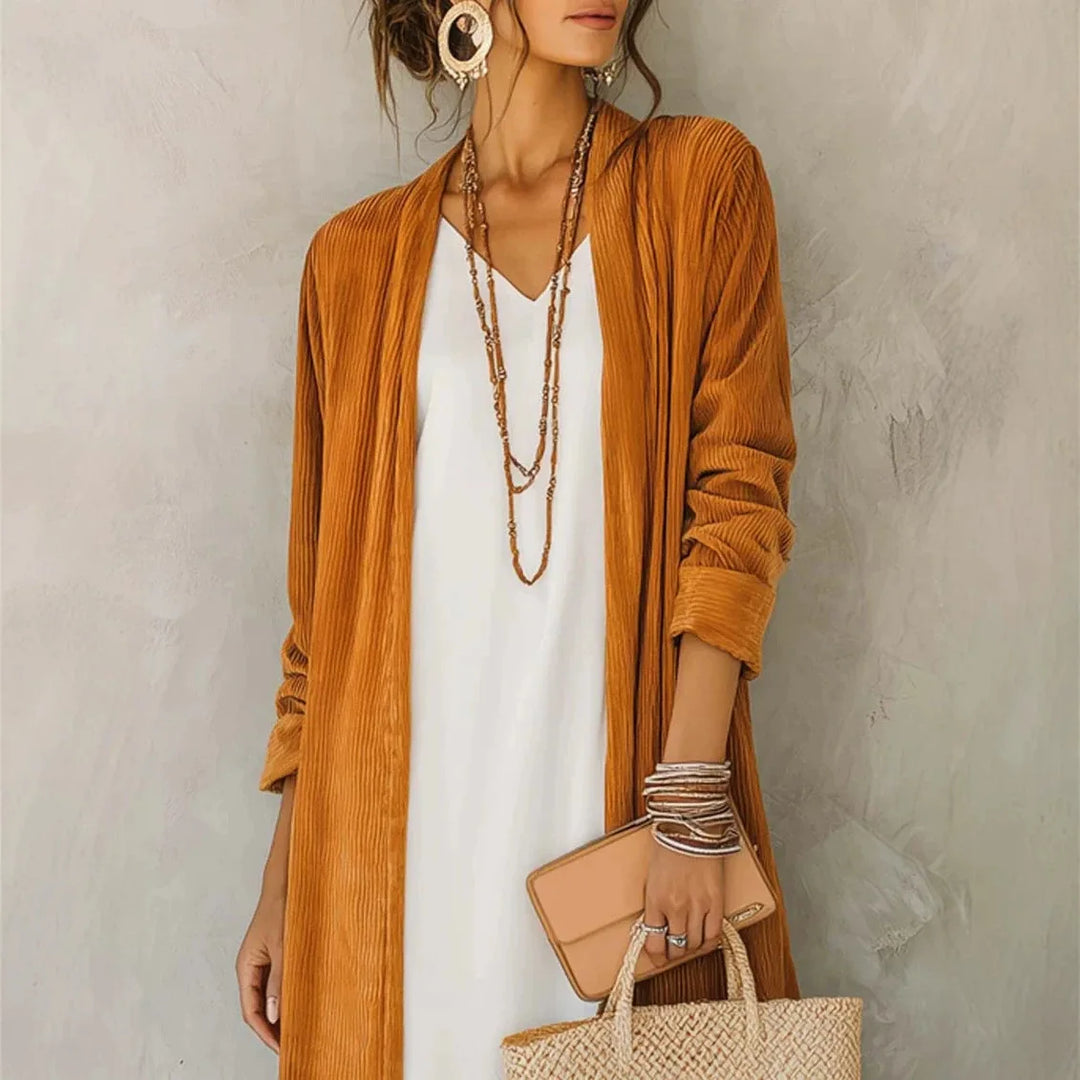 Valeria Corduroy Long Cardigan