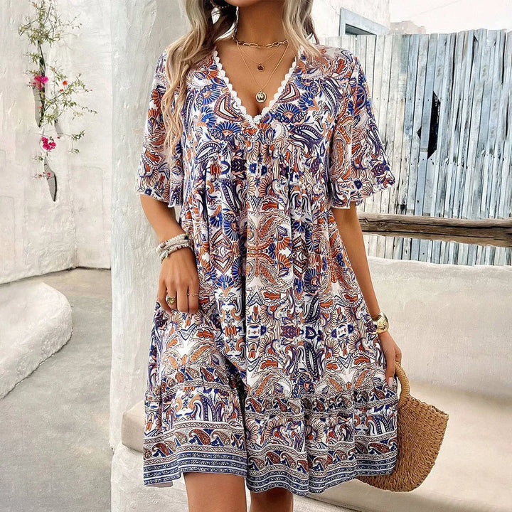 Celinae Boho Floral Mini Dress