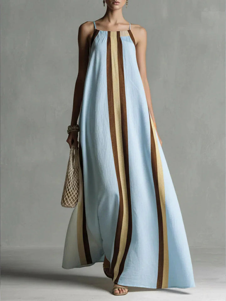 Jovana Comfortable Striped Sleeveless Maxi Dress