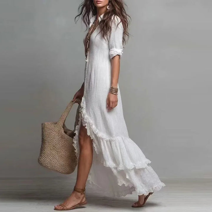 Amelia Ruffle Hem Maxi Dress