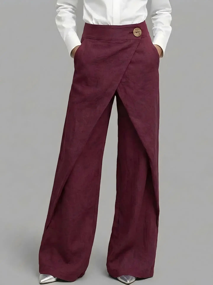 Abegail Wrap Linen Wide Leg Pants