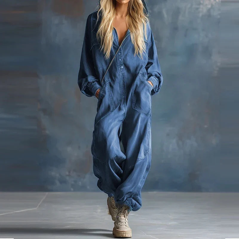 Odalyn Snap Front Denim Jumpsuit