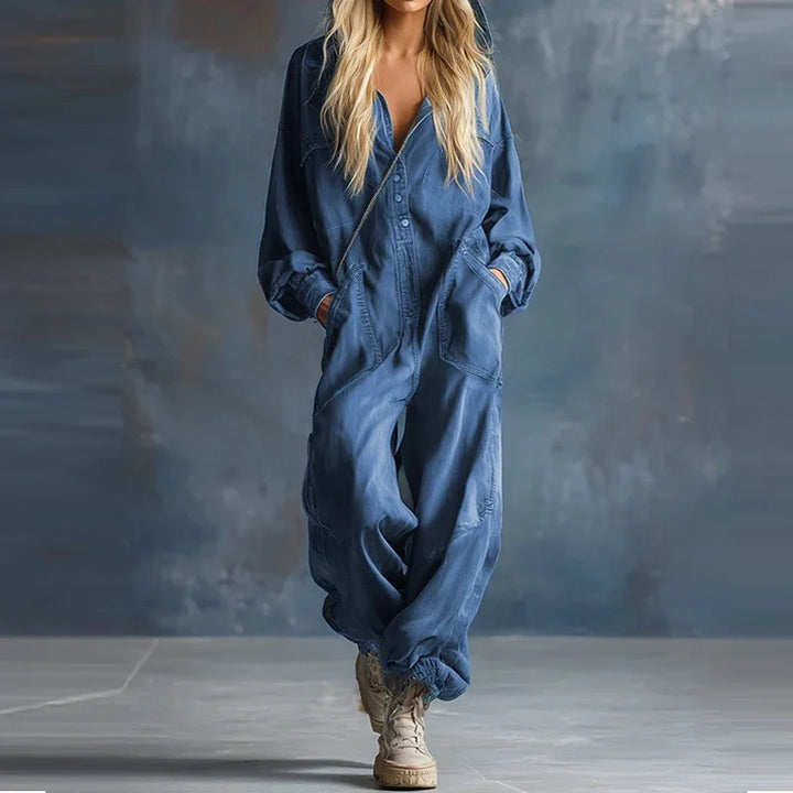 Odalyn Snap Front Denim Jumpsuit