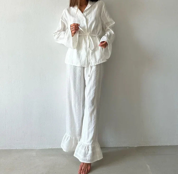 Kate Ruffle Trim Pajama Set