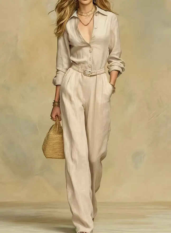 Perla Belted Button Jumpsuit