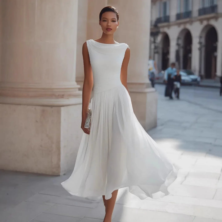 Audrina Flowing Pleated Midi Dress