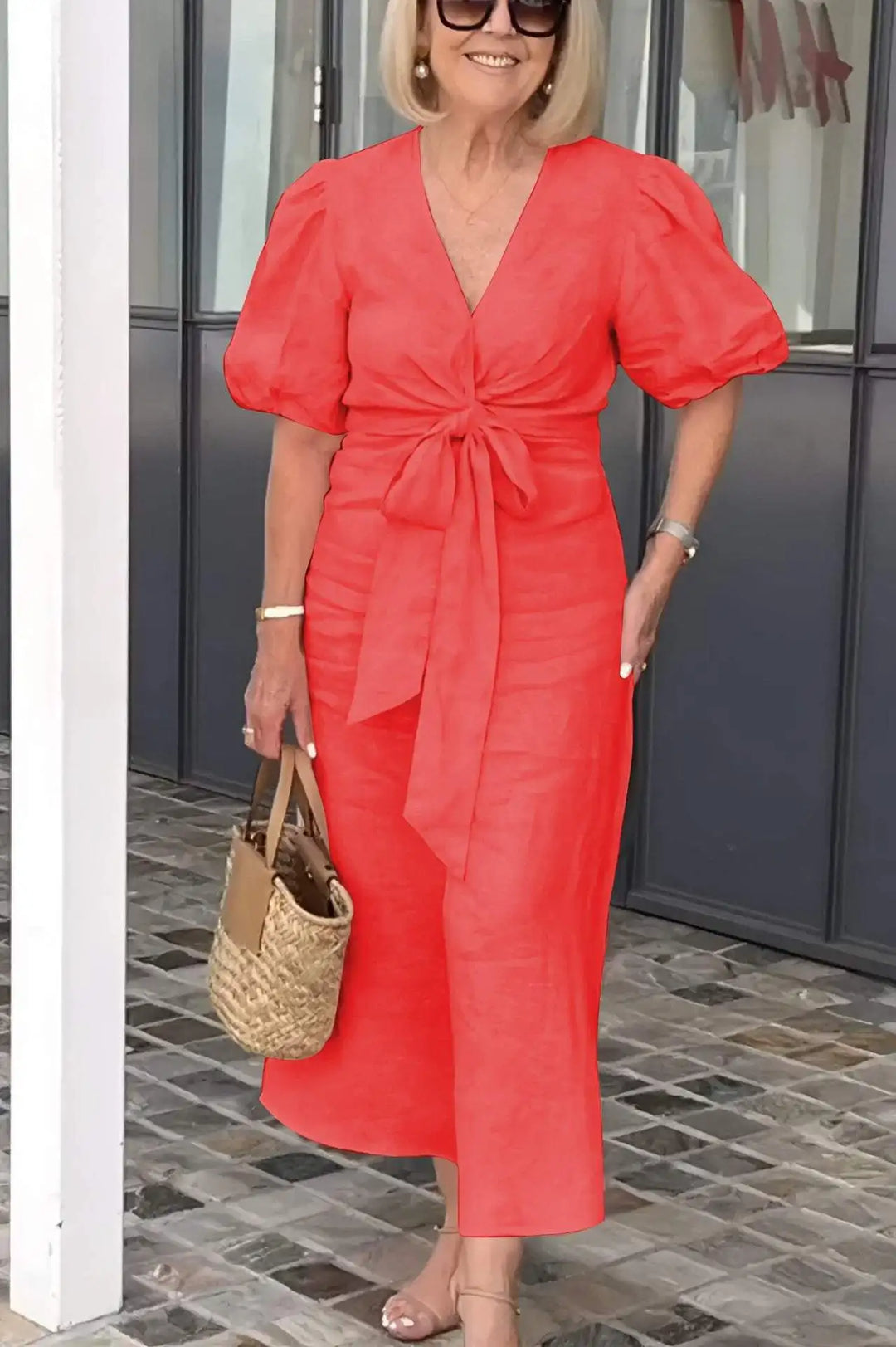Vivienne Relaxed Tie Waist Midi Dress