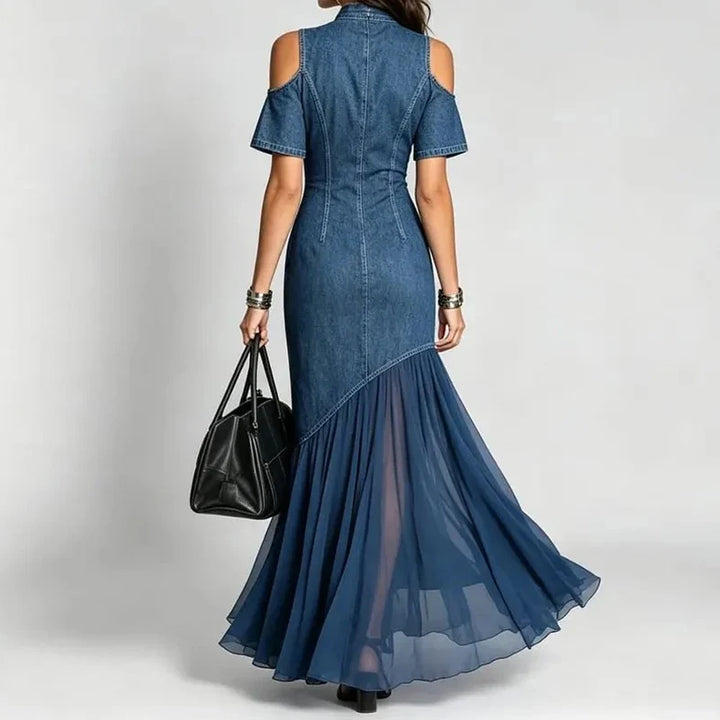 Rihanna Cold Shoulder Denim Dress