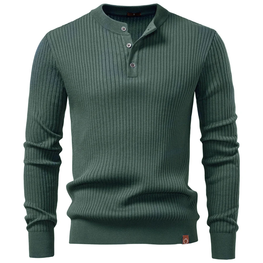 Gareth Ribbed Knit Henley