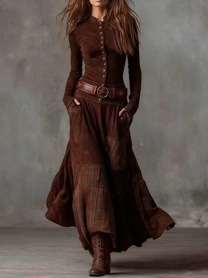 Ellie Vintage Plaid Maxi Dress