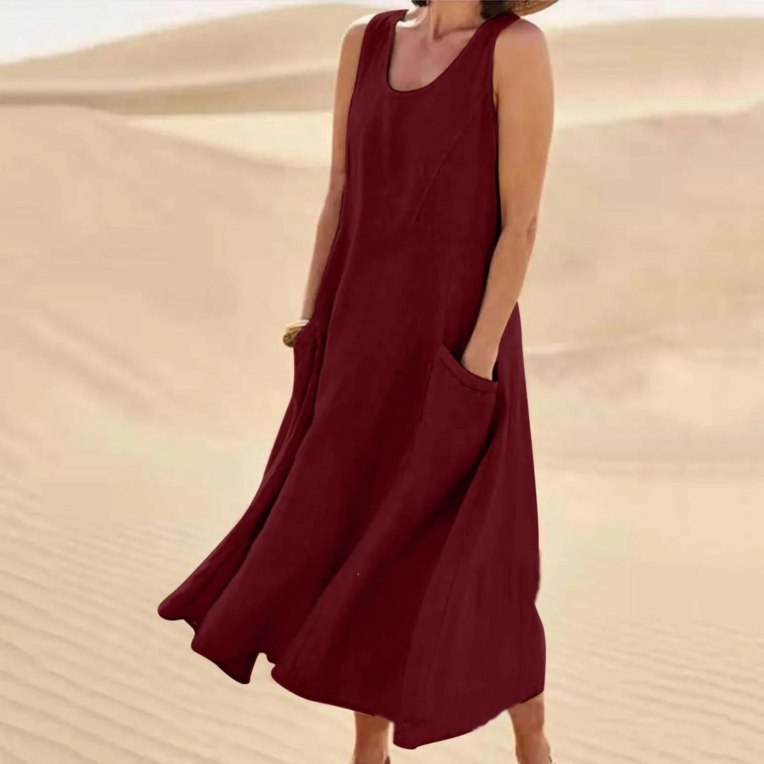 Camilia Breathable Linen Maxi Dress