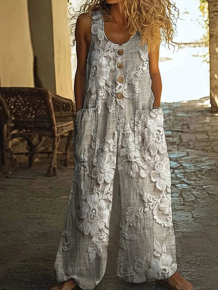 Melina Boho Floral Wide Leg Jumpsuit