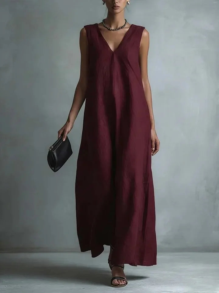 Evaria Breathable Cotton Linen Long Dress