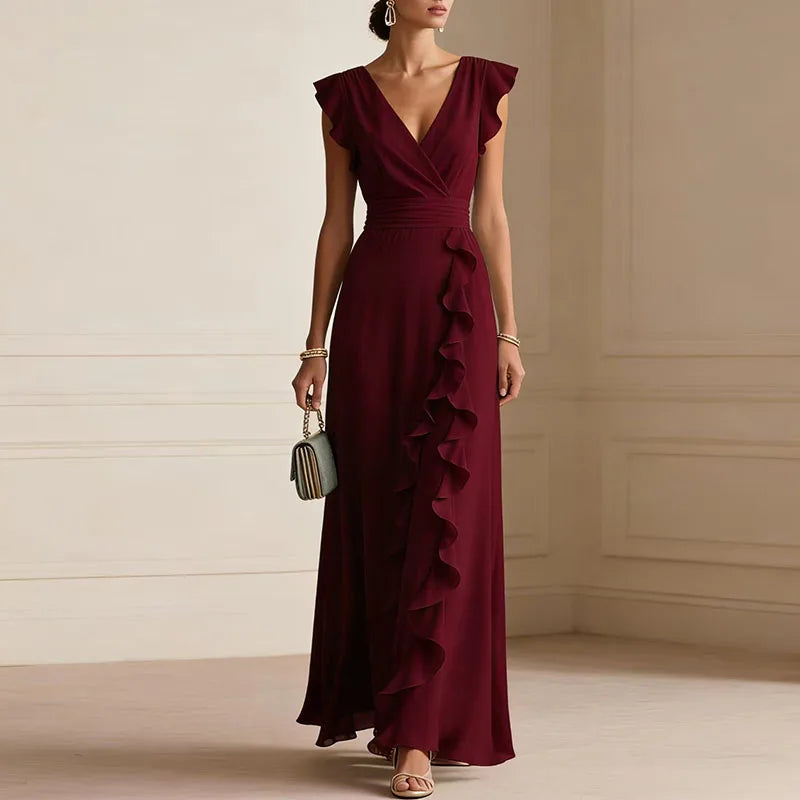 Patricia Ruffle Trim Maxi Dress