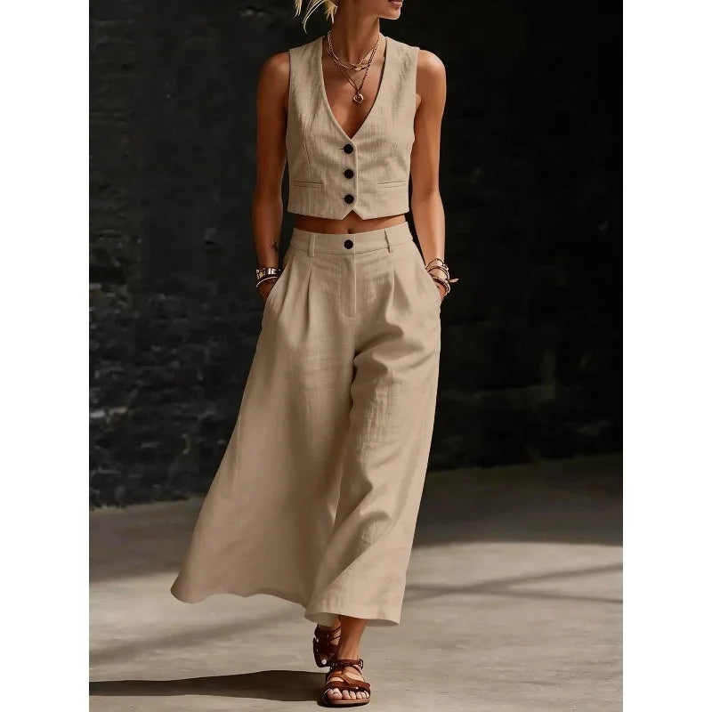 Nicole Linen Blend Two Piece Set
