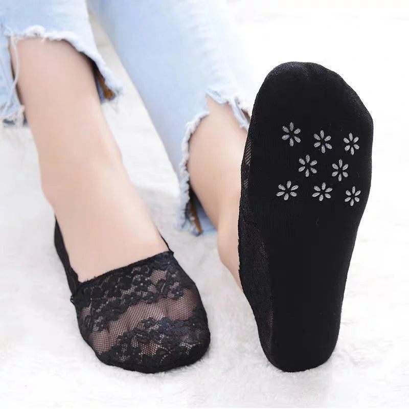 Hadley Cotton Floral Lace No-Show Socks