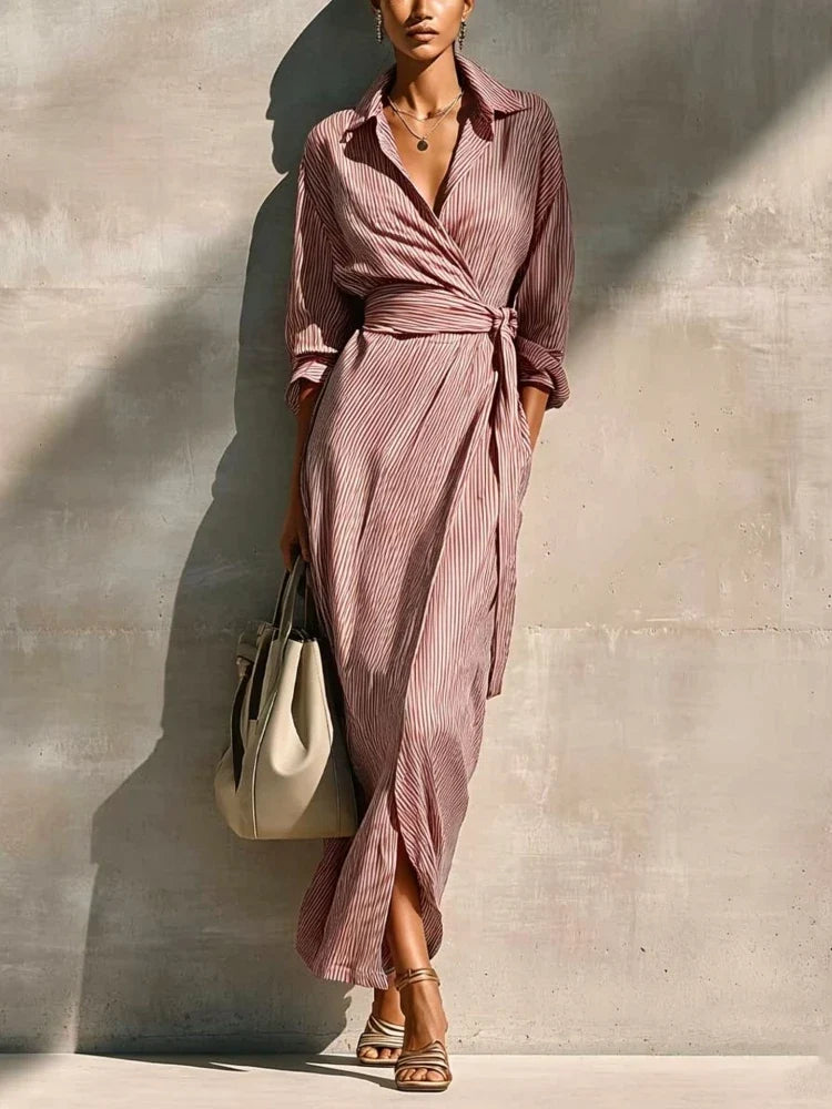 Kayla Striped Wrap Maxi Dress