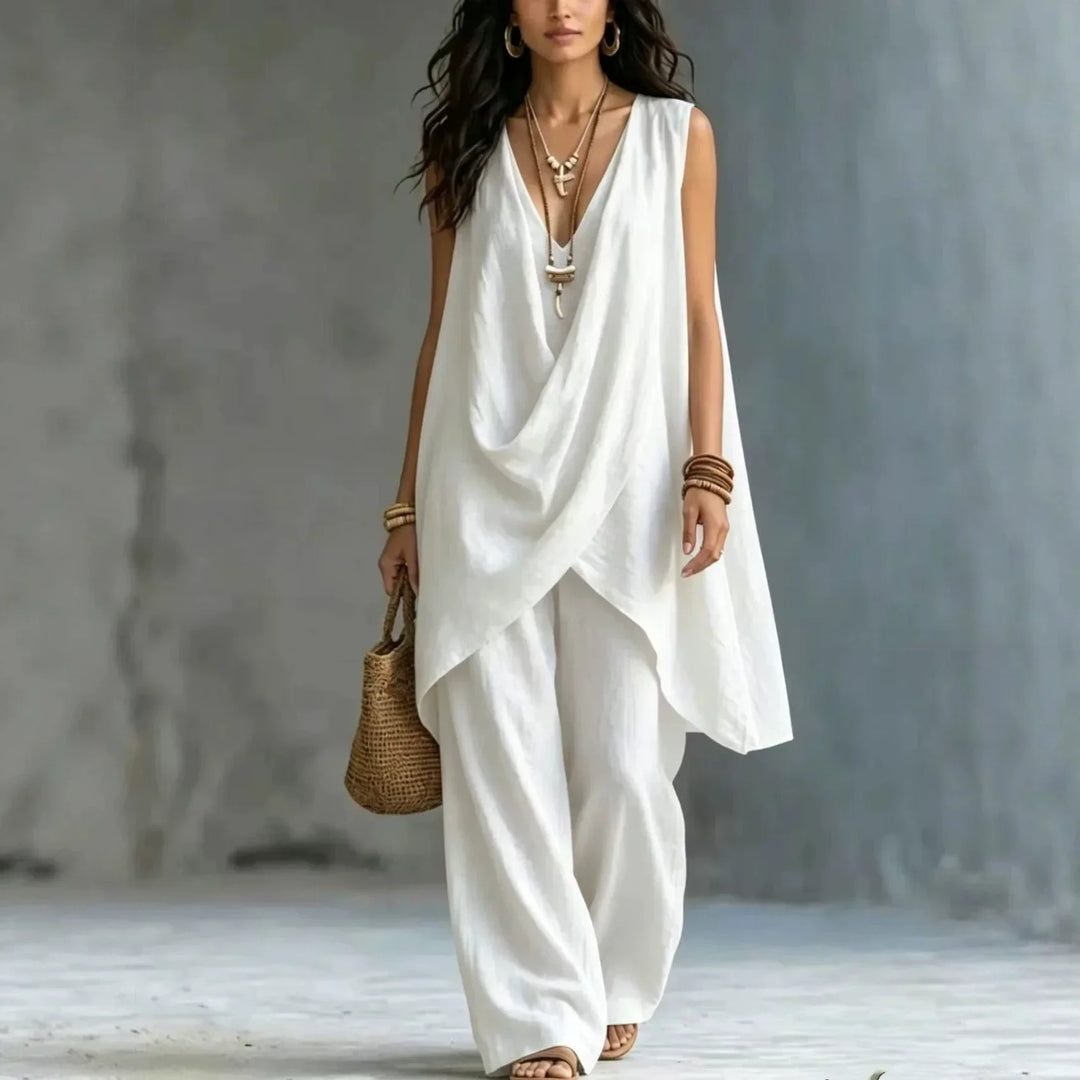Celestia Draped Linen Set