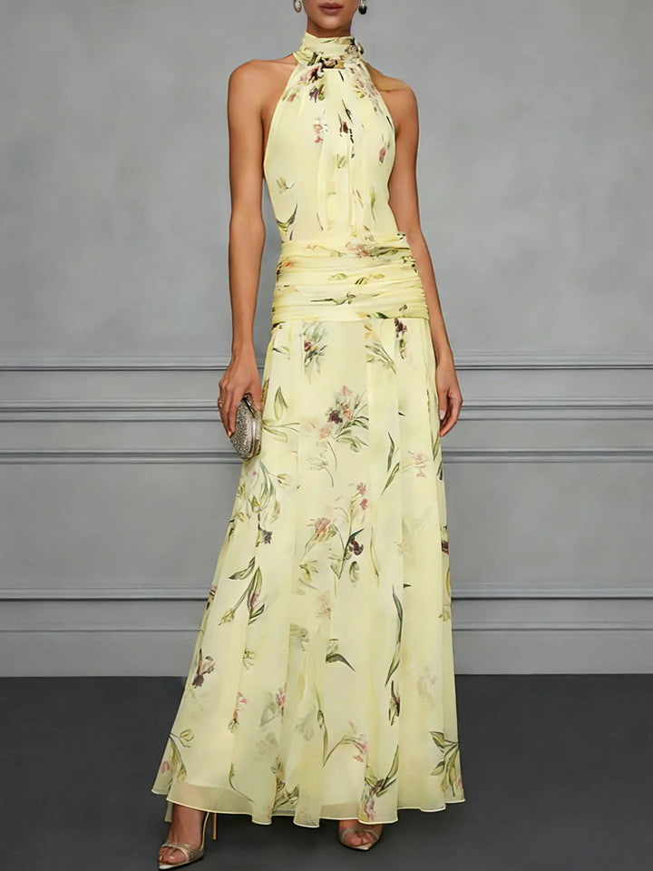 Jasmine Floral Halter Wedding Guest Dress