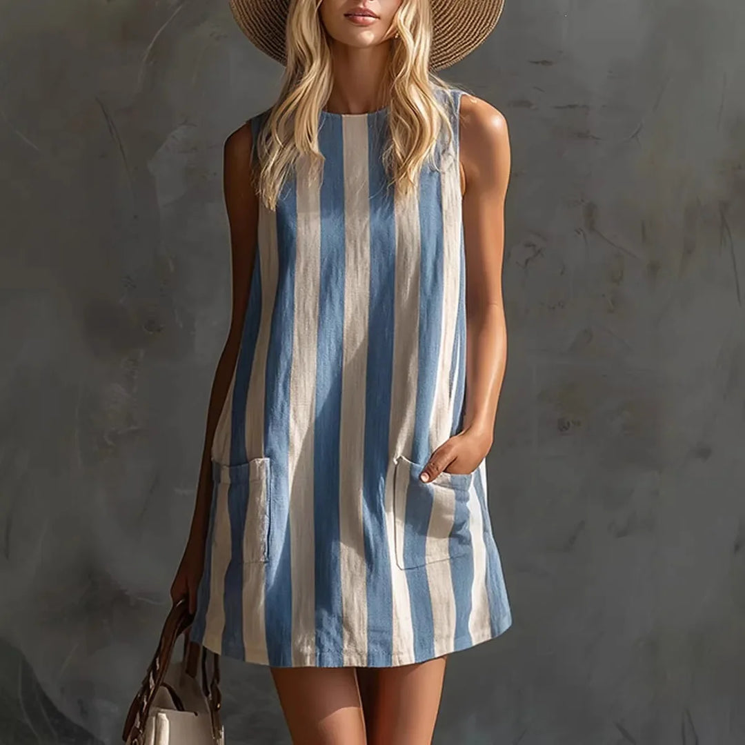 Yasmine Striped Sleeveless Mini Dress
