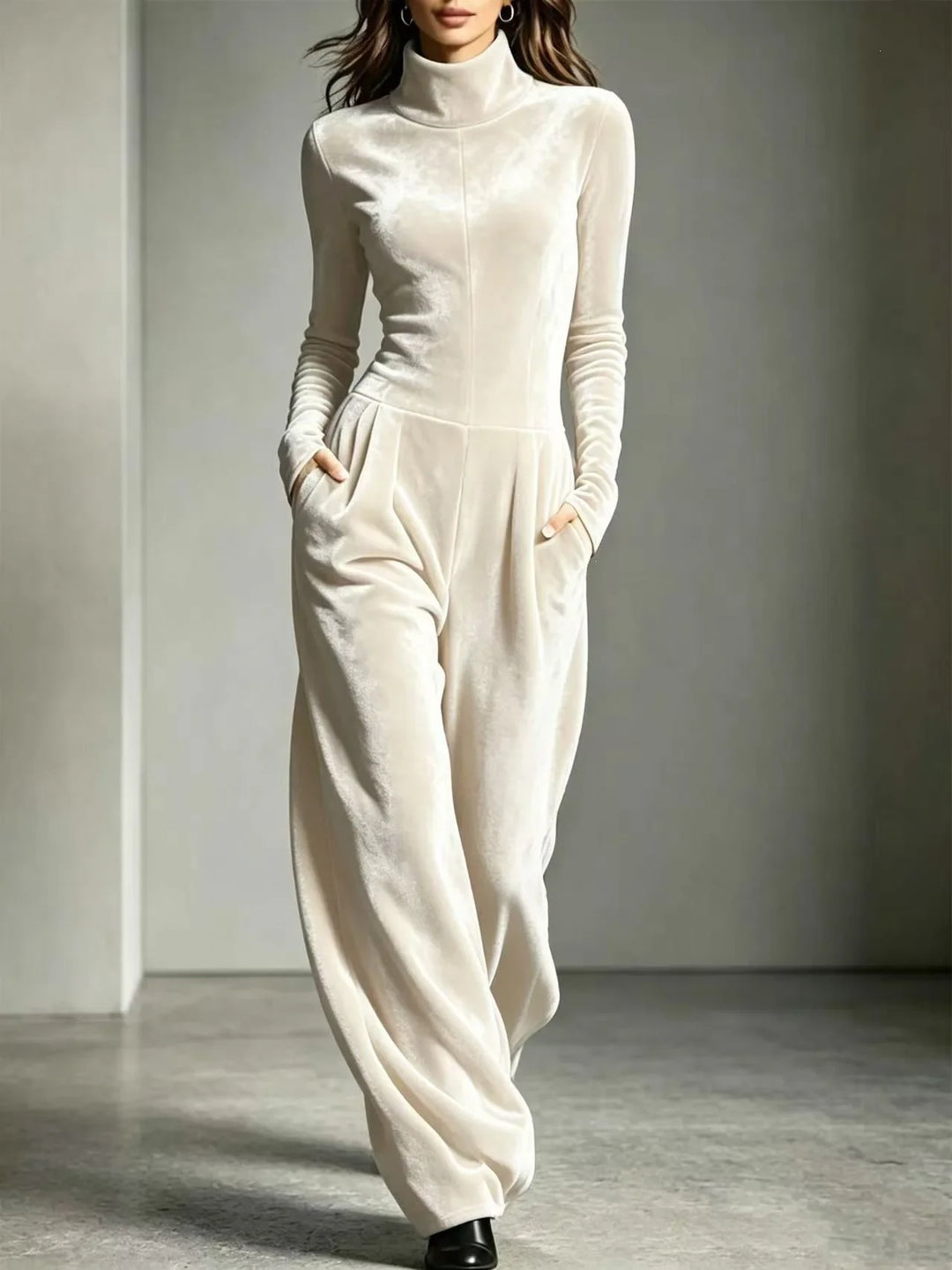 Cleo Velvet High Neck Jumpsuit