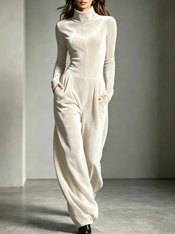Cleo Velvet High Neck Jumpsuit