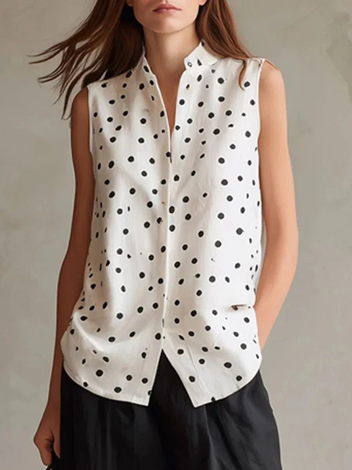 Noemina Relaxed Polka Dot Sleeveless Blouse