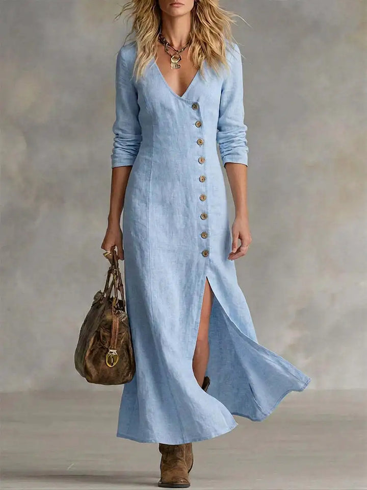 Jasmine Button Front Side Slit Maxi Dress