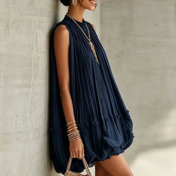 Elodie Pleated Halter Mini Dress