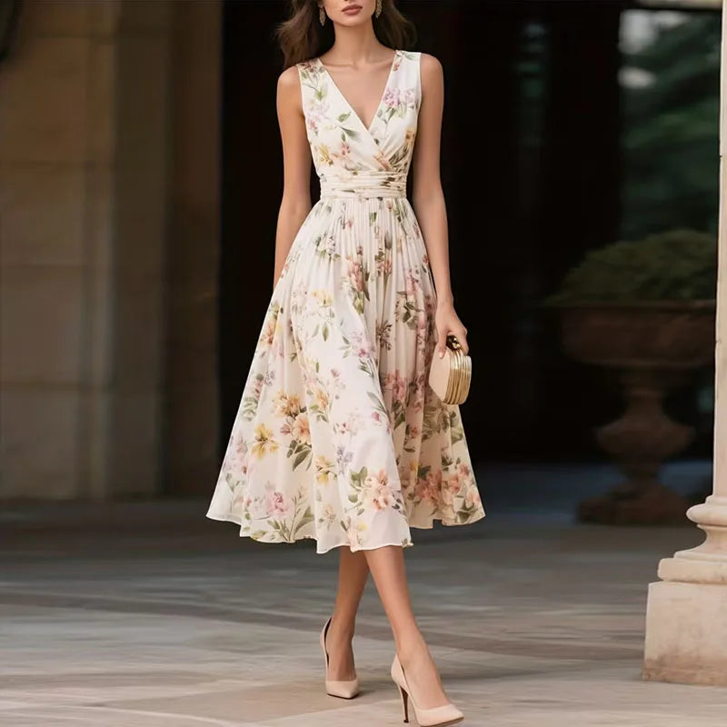 Maelle Floral Pleated Wedding Guest Dress