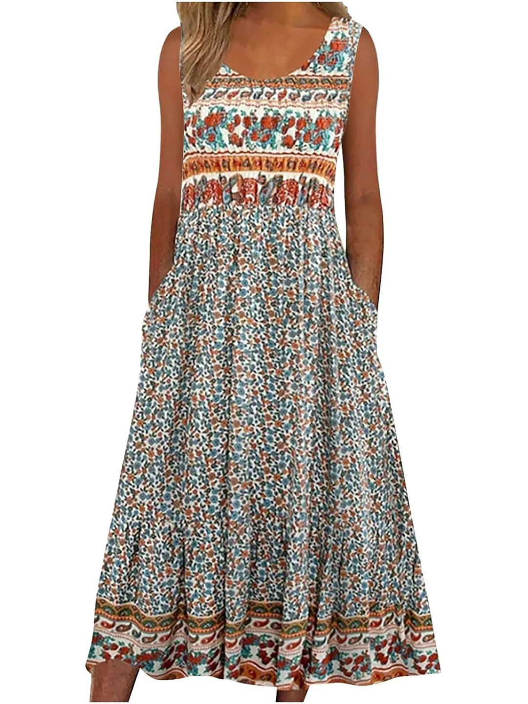 Soravie Boho Floral Midi Dress