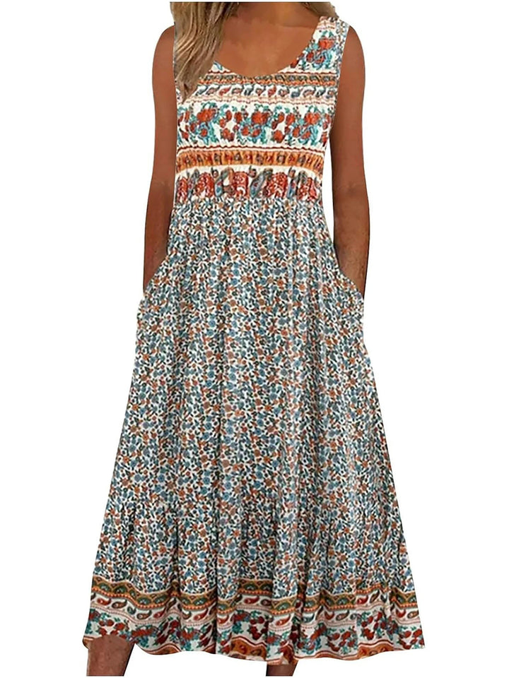 Soravie Boho Floral Midi Dress