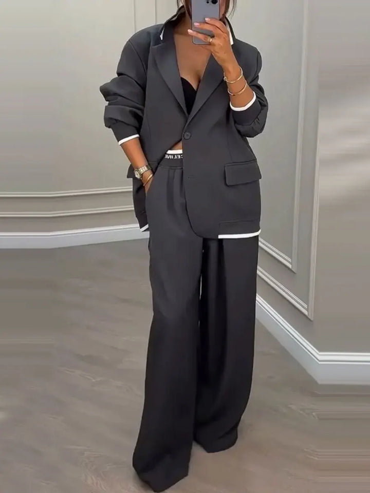 Cassandra Contrast Trim Pant Suit