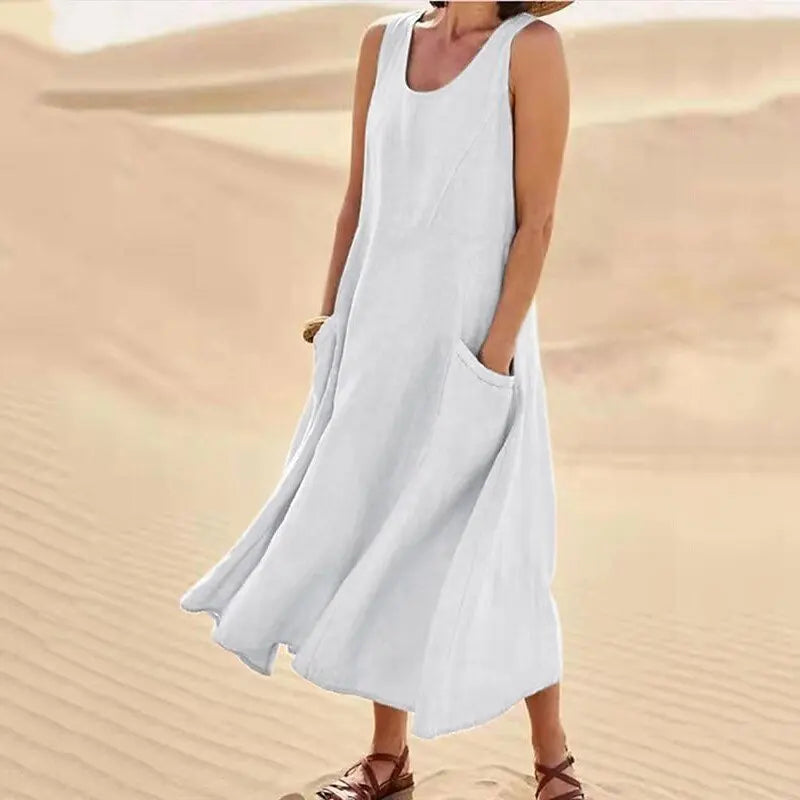 Camilia Breathable Linen Maxi Dress